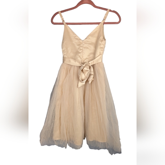Girls Small 6/7 130 Champagne Cream Color Girls Dress Strap Chiffon Ballgown - Picture 5 of 6